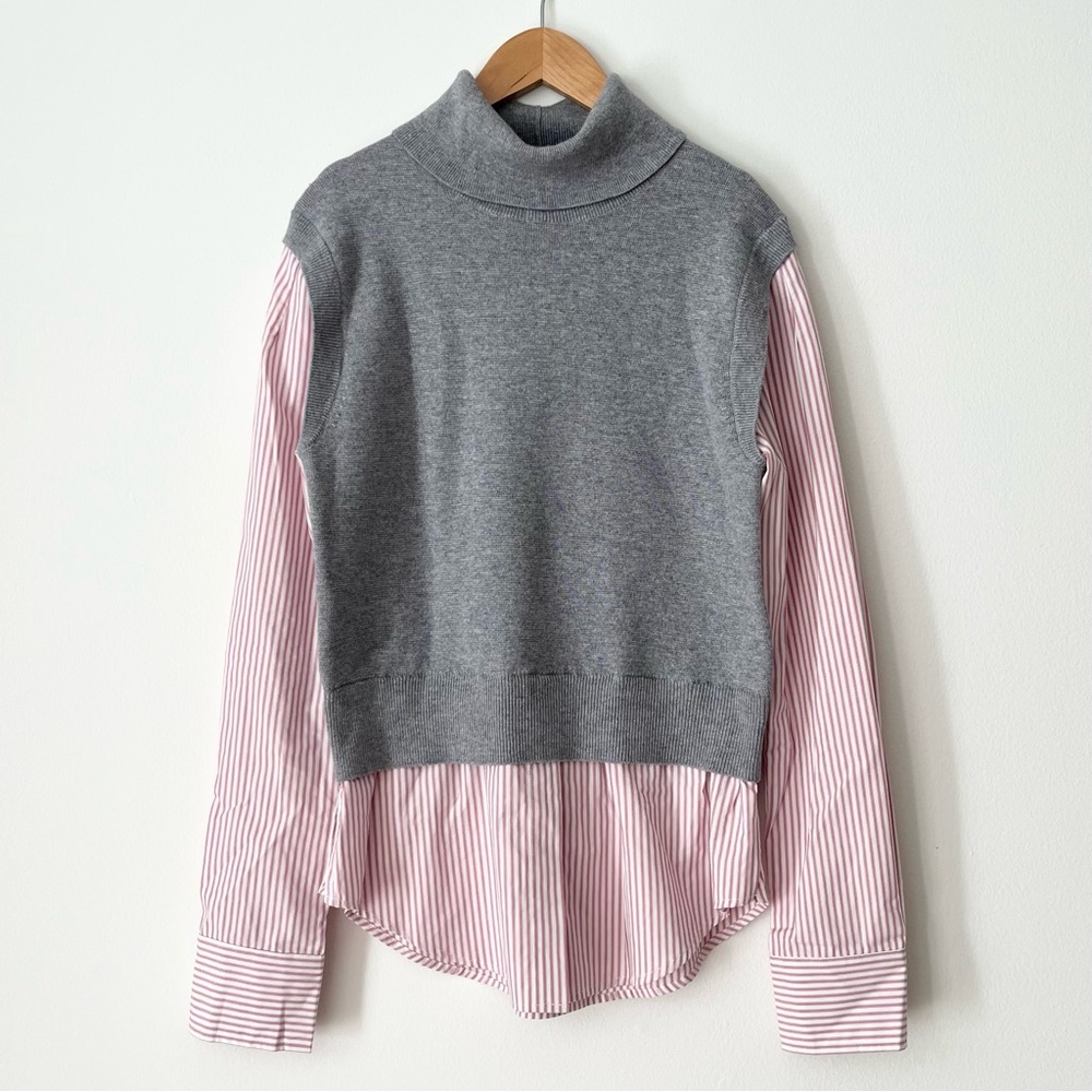 NWOT Derek Lam 10 Crosby Women's Aissa Knit Vest Striped Shirt Layered Size S
